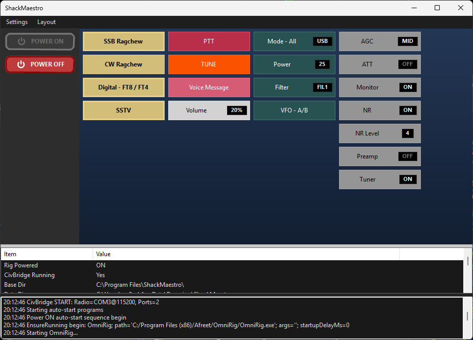 ShackMaestro main interface