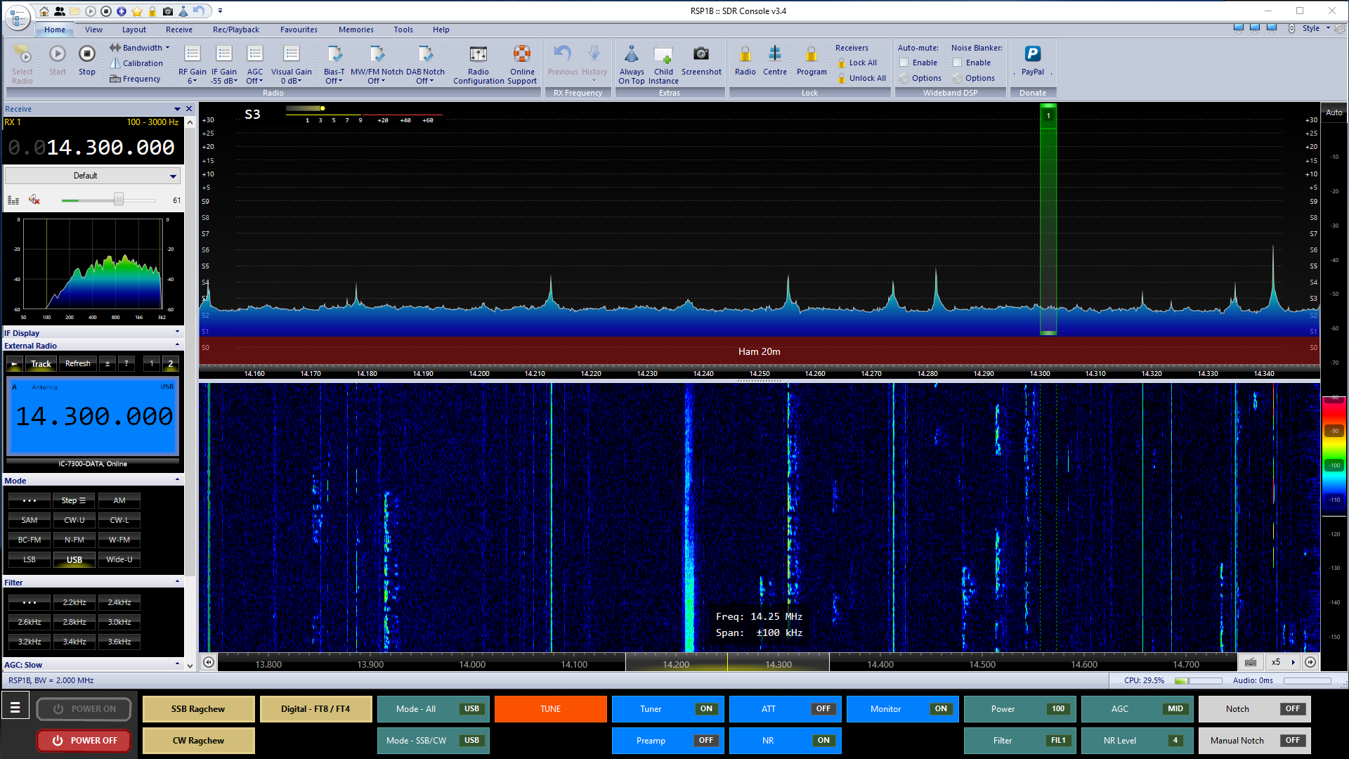 Tall Band view with SDR Console